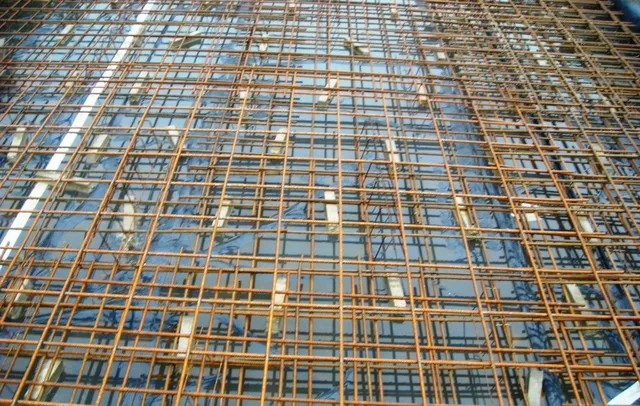 Steel reinforcement mesh laid and checked before concrete pour