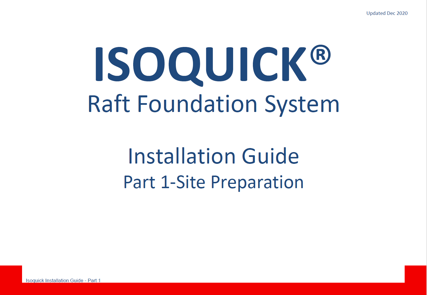 ISOQUICK Installation Guide — Part 1: Groundworks All detail cross-section