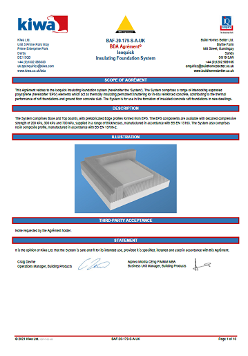 ISOQUICK Kiwa BDA 3rd Party Certification All detail cross-section