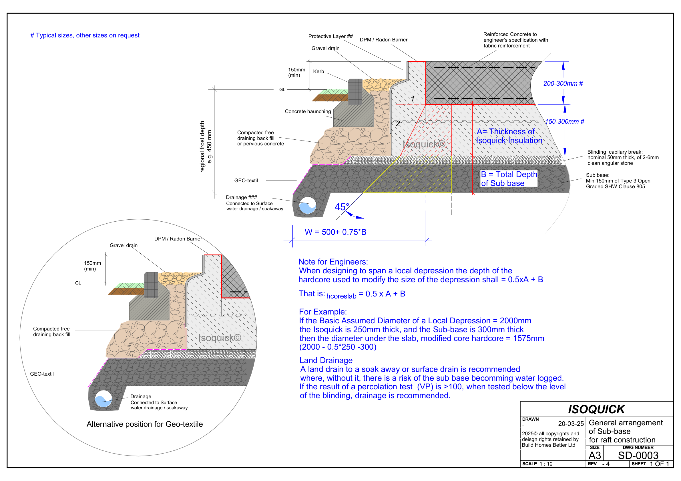 ISOQUICK SD-0003 — General Sub-Base Arrangements All detail cross-section