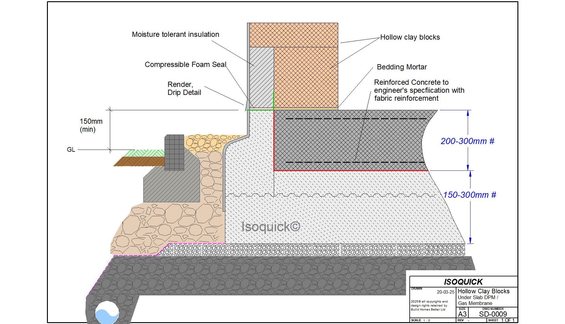 ISOQUICK Hollow Clay Blocks Detail Brick & Block detail cross-section
