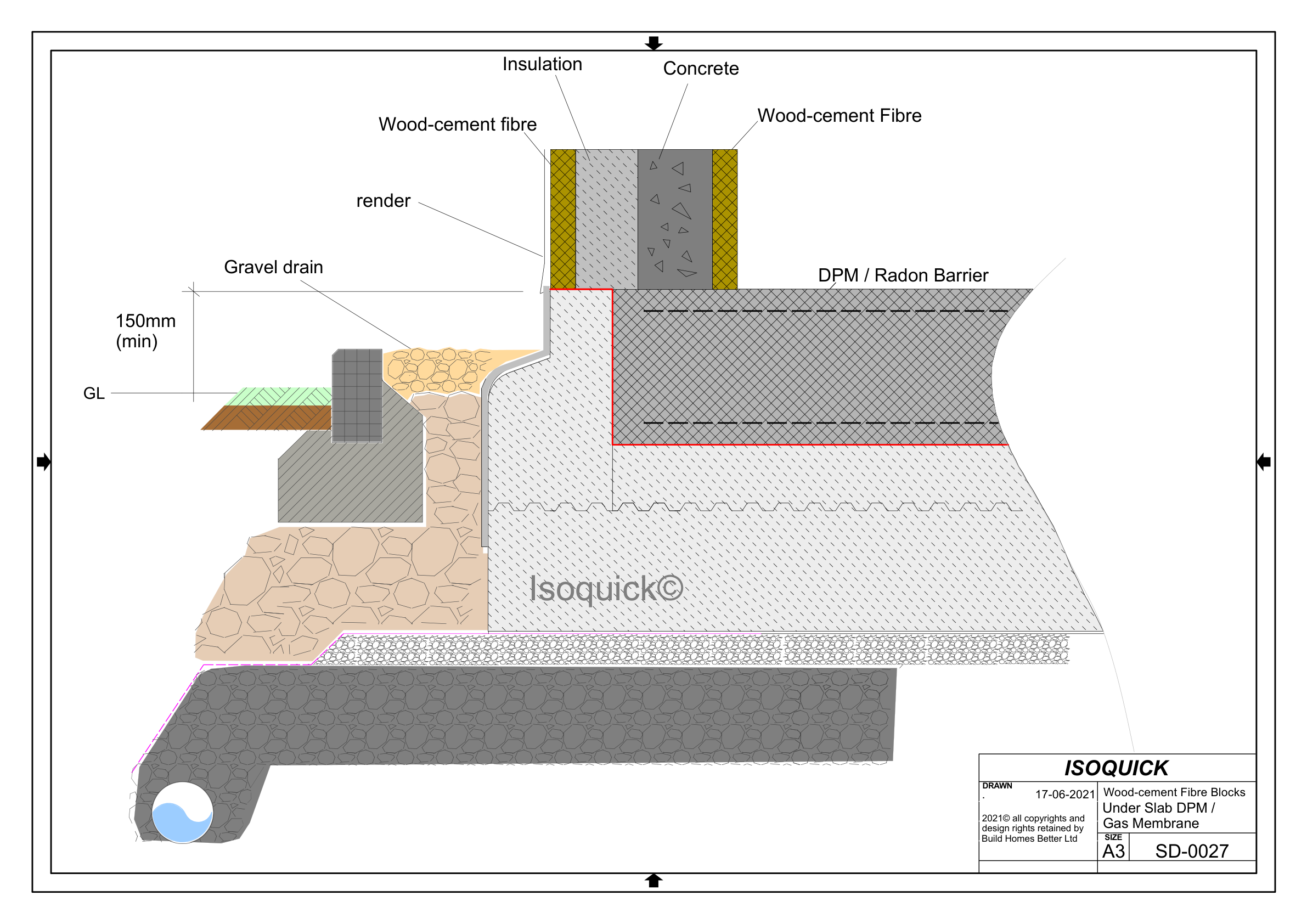 ISOQUICK Wood-Cement Fibre Blocks Detail Brick & Block detail cross-section