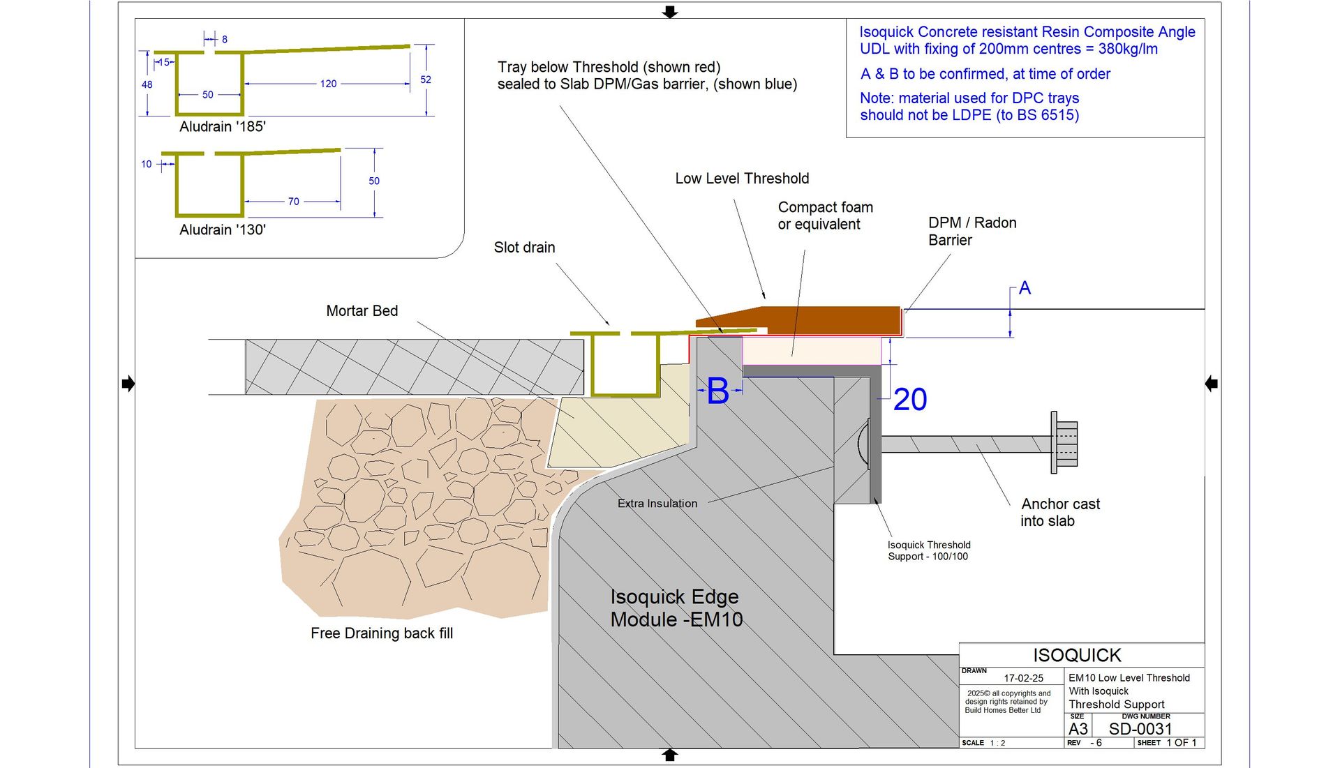 ISOQUICK SD-0031 — EM10 Threshold Support All detail cross-section